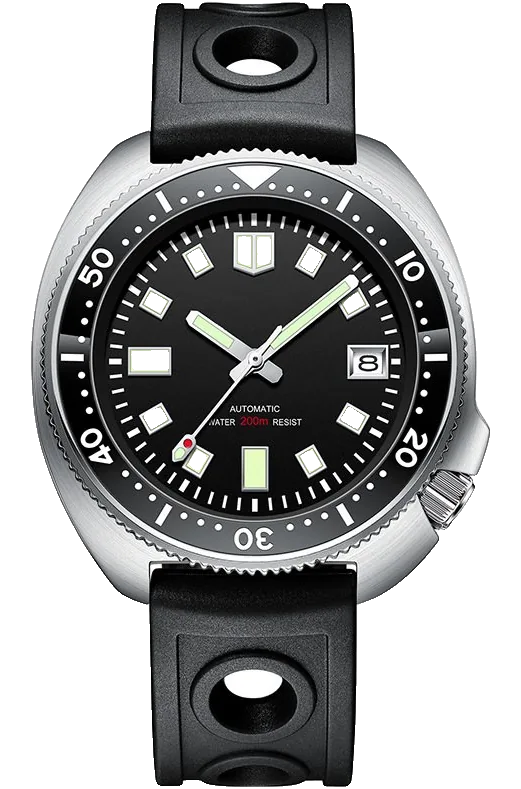 NH35 automatic watch, 44 mm, rubber strap