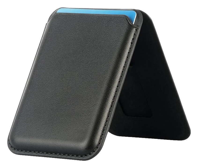 Black PU magnetic card holder compatible with MagSafe