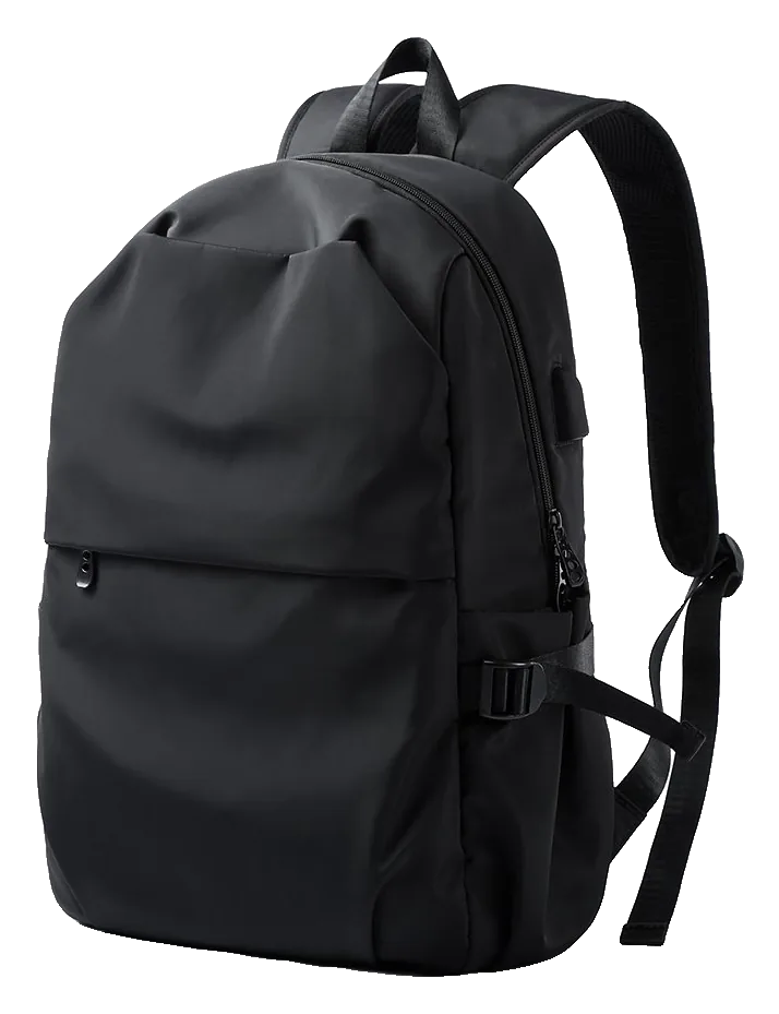 Compact black laptop backpack
